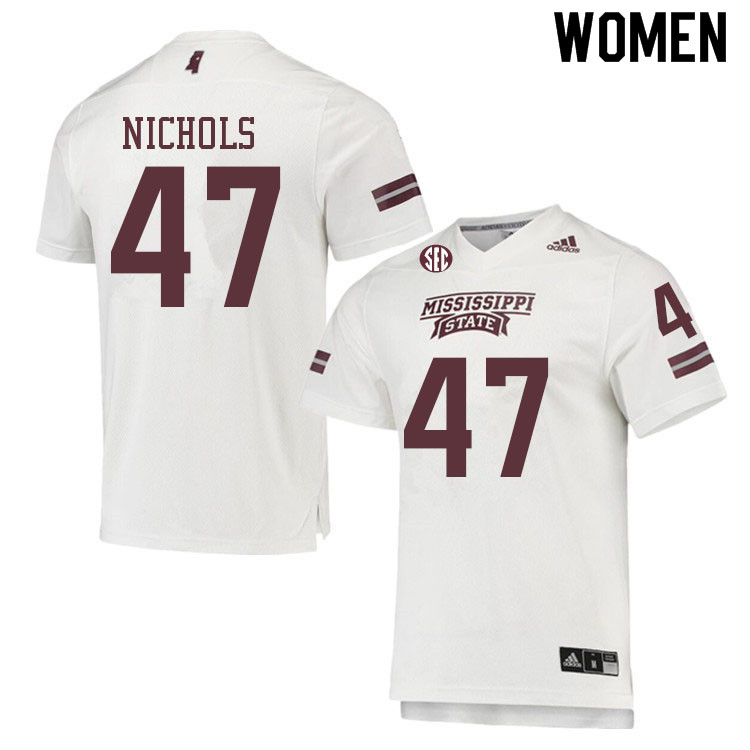 Women #47 Marshall Nichols Mississippi State Bulldogs College Football Jerseys Sale-White - Click Image to Close